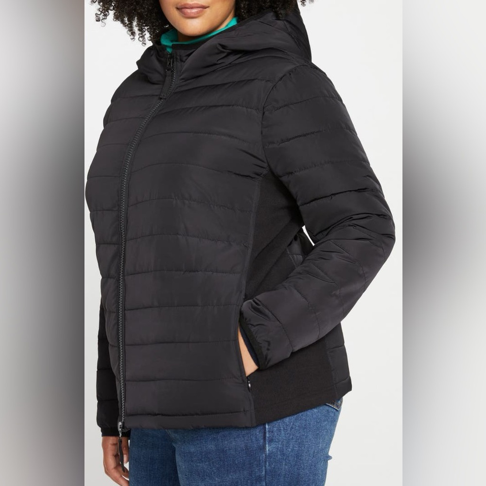 NWT Universal Standard Black Comfort Panel Light Padded Packable Jacket XS - Picture 2 of 15